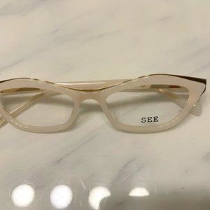 SEE Eyewear White & Gold Eyeglasses NWT